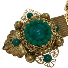 Load image into Gallery viewer, Signed &#39;Vrba&#39; Military Style Emerald Green &amp; Gold Tone Brooch