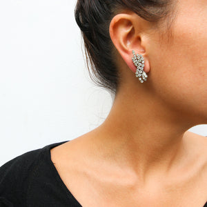 HQM Austrian Clear Crystal Infinity Twist Earrings (Clip-On)