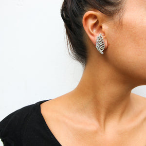 HQM Austrian Clear Crystal Delicate Leaf Earrings (Clip-On)