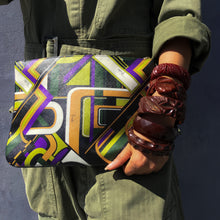 Load image into Gallery viewer, Preowned Pucci Leather Clutch Purse - Greens, Mustard Yellow, Black, Purple, White Multi