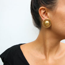 Load image into Gallery viewer, Chanel Vintage Signed CC Quilted Round Gold Earrings c. 1990s (Clip-on) - Harlequin Market