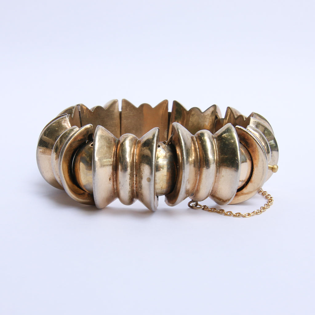 Vintage USA Unique Interlocking Movable Ball & Socket Link Bracelet c.1950s