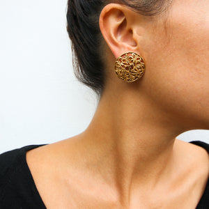 Chanel Vintage CC Textured Gold Detail Round CC Earrings c. 2006 (Clip-on) - Harlequin Market