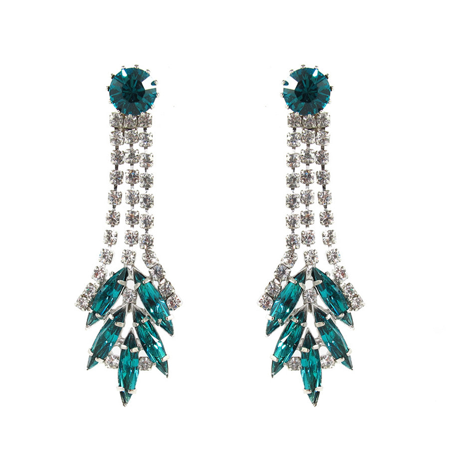 Harlequin Market Austrian Crystal Blue Zircon Earrings-( Pierced earrings)