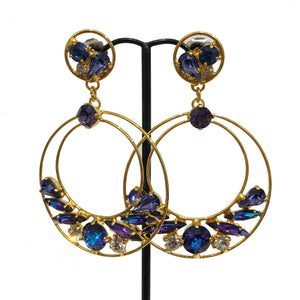 HQM Austrian Crystal Hoop Drop Earrings - Heliotrope (Pierced)