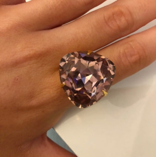 Harlequin Market Amethyst Crystal Adjustable Ring - Triangular