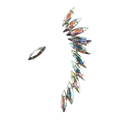 Harlequin Market Crystal Aurore Boreale Ear Cuff for Left Ear -( Pierced earrings)