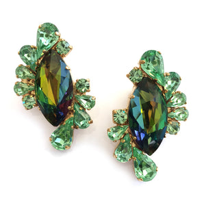 Harlequin Market Crystal Earrings - Peridot + Olivine