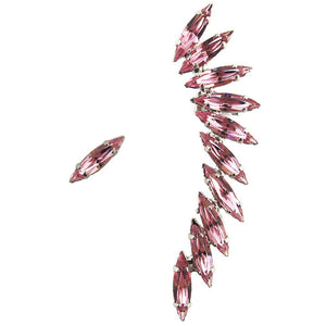 Harlequin Market Crystal Ear Cuff - Rose Pink - Rhodium (Pierced)