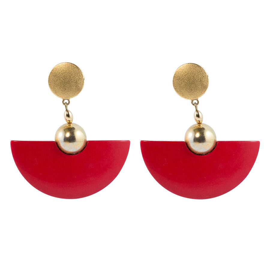 Vintage Earring Unsigned Red Acrylic Earrings