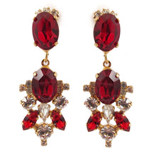 Load image into Gallery viewer, Harlequin Market | HQM Austrian Crystal Ruby Drop Earrings- (Clip-On Earrings)