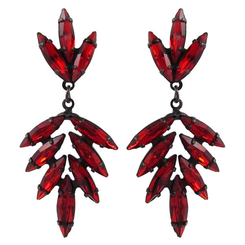 Harlequin Market Austrian Crystal Earrings - Siam Red (Pierced)