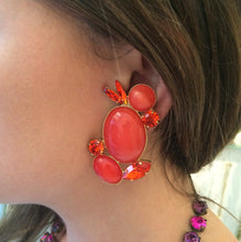 Load image into Gallery viewer, HQM Austrian Crystal Earrings - Coral and Hyacinth ( Clip-On Earrings)