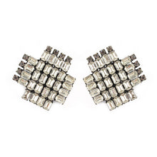 Load image into Gallery viewer, French Vintage cross shaped crystal clip-on earrings c. 1950&#39;s- (Clip-On Earrings)