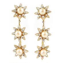 Load image into Gallery viewer, Harlequin Market Star Detail Earrings - Clear and Faux Pearl
