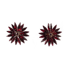 Load image into Gallery viewer, French Vintage colourful red crystal starbust earrings c. 1950&#39;s