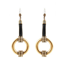Load image into Gallery viewer, French Vintage deco style rhinestone &amp; enamel earrings c. 1950