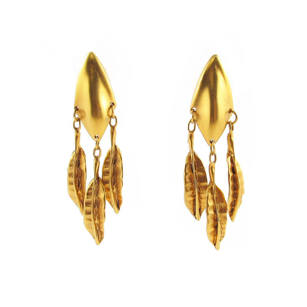 Vintage gold plated swaying leaf earrings c. 1990's