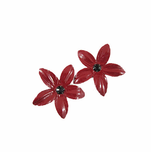 Harlequin Market Red Fabric Earrings (Clip-On)