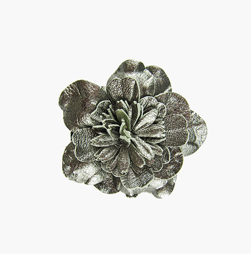 Harlequin Market Fabric Flowers Brooch - Silver