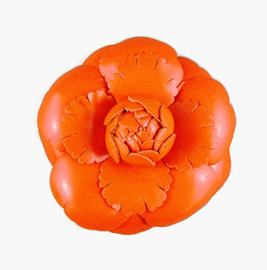 Harlequin Market Fabric Flowers Brooch - Bright Orange