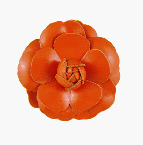Harlequin Market Fabric Flowers Brooch - Orange
