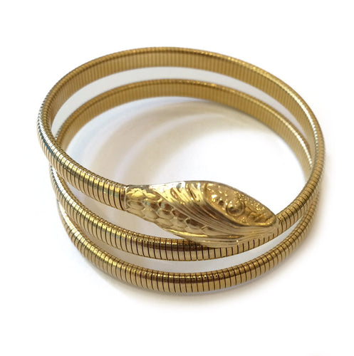 Vintage Sterling Gold Plated Signed 'Forstner' Snake Coil Bangle