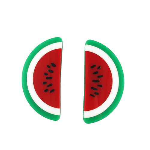 HQM Contemporary Acrylic Pop Art Watermelon Earrings- (Pierced earrings)