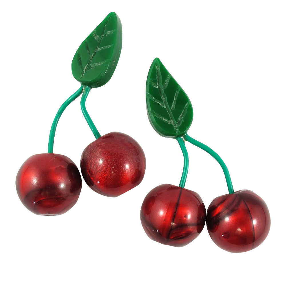 HQM Contemporary Acrylic Pop Art Cherry Earrings