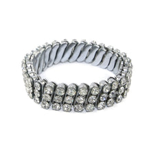 Load image into Gallery viewer, German Unsigned Vintage Multi Row Crystal Stretch Bracelet c. 1940-1950s