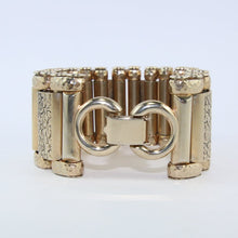 Load image into Gallery viewer, Vintage Rolled Gold Hand Etched Floral Design Barrel Link Bracelet - ENGLAND c. 1920