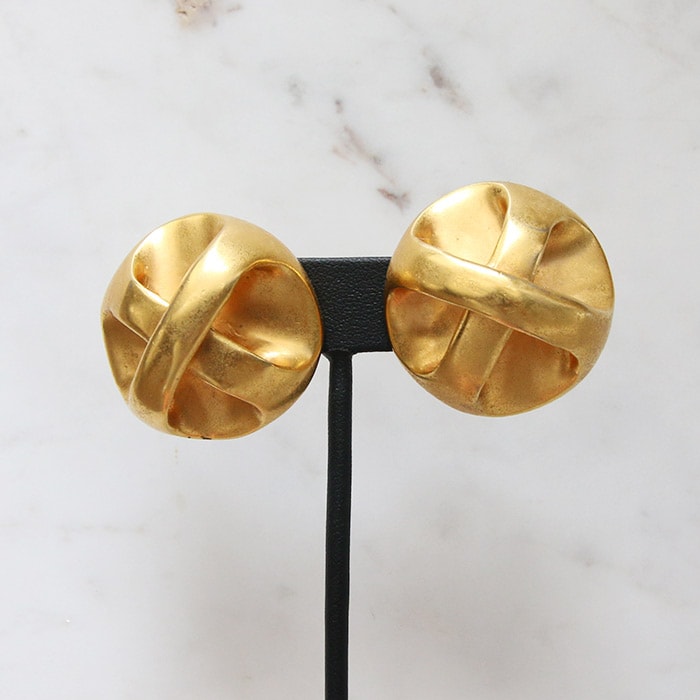Vintage Signed Robert Lee Morris Goldtone Cross Earrings c.1980 (Clip-On)