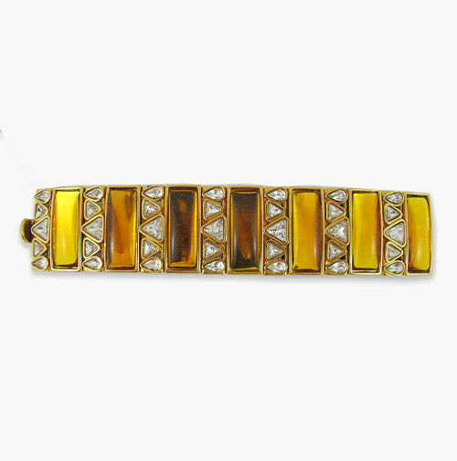 Vintage Unsigned' Goosens' Crystal & Gold Plated Bracelet