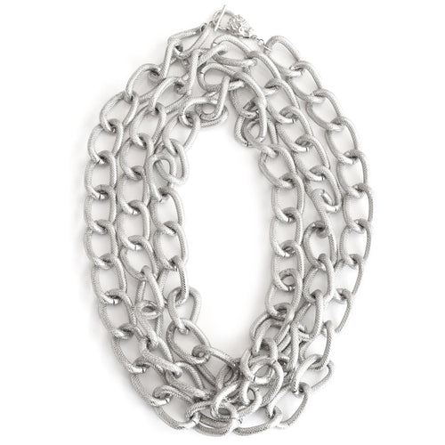 Harlequin Market Chunky Silver Tone Long Chain Necklace
