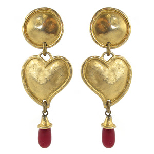 French Vintage Signed 'Edouard Rambaud Paris' Heart Earrings c.1980