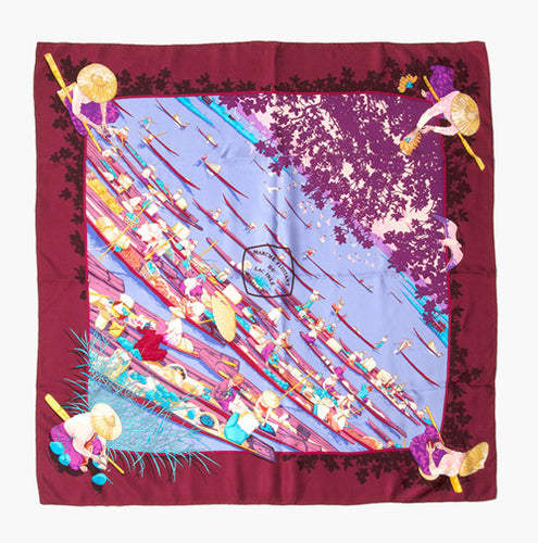 Hermes Marche Flottant du Lac Inle Scarf