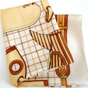 Vintage Hermes Silk Scarf Camails in Classic Neutrals