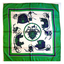 Load image into Gallery viewer, Vintage Hermes Silk Scarf Ex Libris Blue and Green