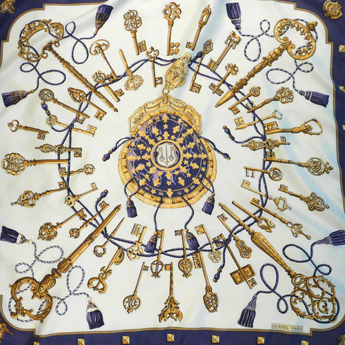 Vintage Hermes Silk Scarf Les Clefs or Les Cles or The Keys Lavender