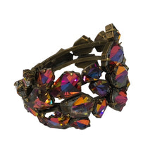 Load image into Gallery viewer, Harlequin Market Hexagon Austrian Crystal Clamper Cuff - Red &amp; Blue