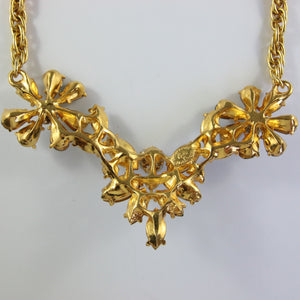 Christian Lacroix Floral Bee Green Clear Grey Crystal Choker Necklace c.1990s - Harlequin Market
