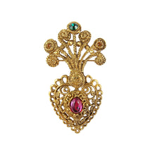 Load image into Gallery viewer, Statement Vintage Christian Lacroix Heart Pink &amp; Green Brooch c.1980s