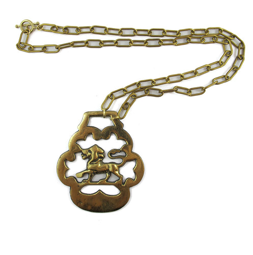 Harlequin Market Vintage Horse Medallion Neck Chain