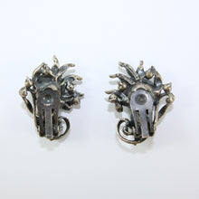 Load image into Gallery viewer, HQM Austrian Vintage Green &amp; Clear Crystal Claw Earrings (Clip-On)