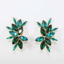 Load image into Gallery viewer, HQM Austrian Emerald &amp; Blue Zircon Multi Spiked Earrings (Clip-On)
