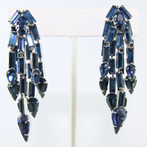 HQM Austrian Montana Crystal Multi Tassel Earrings (Clip-On)