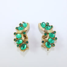 Load image into Gallery viewer, HQM Vintage Emerald Green &amp; Silver Tone Signed &#39;Barcs&#39; Earrings (Clip-On)