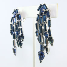 Load image into Gallery viewer, HQM Austrian Montana Crystal Multi Tassel Earrings (Clip-On)