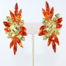 Load image into Gallery viewer, HQM Austrian Jonquil &amp; Hyacinth Crystal Elongated Spike Earrings (Clip-On)