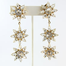 Load image into Gallery viewer, HQM Austrian Clear Crystal Three Star Drop Earrings (Clip-On)
